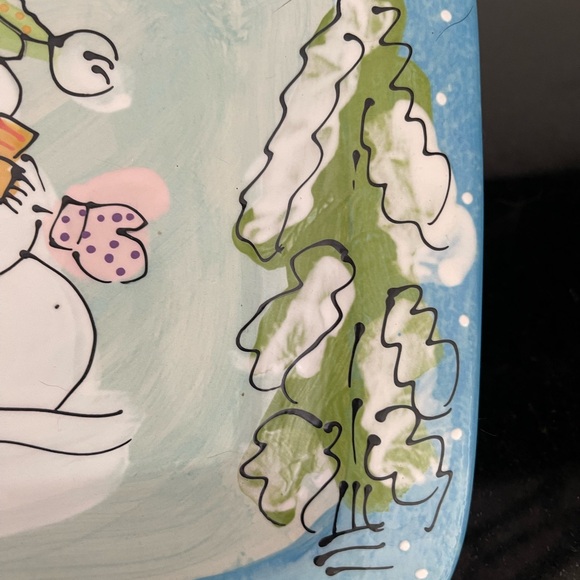 Snowmen Serving Tray Art Pottery By Artables Canada Holiday Tray, snowmen Decor - Picture 4 of 8